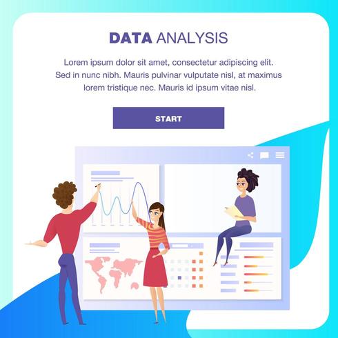 Global data analys graf landning vektor