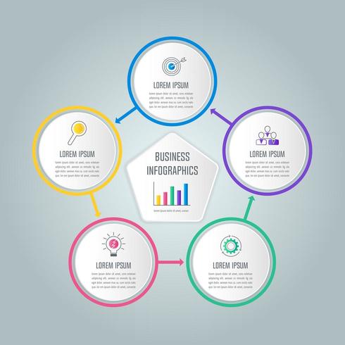 Infografik-Design-Business-Konzept mit 5 Optionen, Teile oder Prozesse. vektor