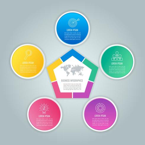 Infografik-Design-Business-Konzept mit 5 Optionen, Teile oder Prozesse. vektor