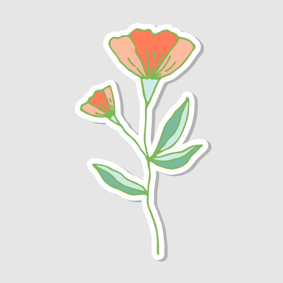 einfache abstrakte handgezeichnete blume. Aufkleber mit Blumen für das Album. schöne florale stickers.doodle-Stil. leuchtende Blumen zeichnen. Vektor-Illustration. vektor