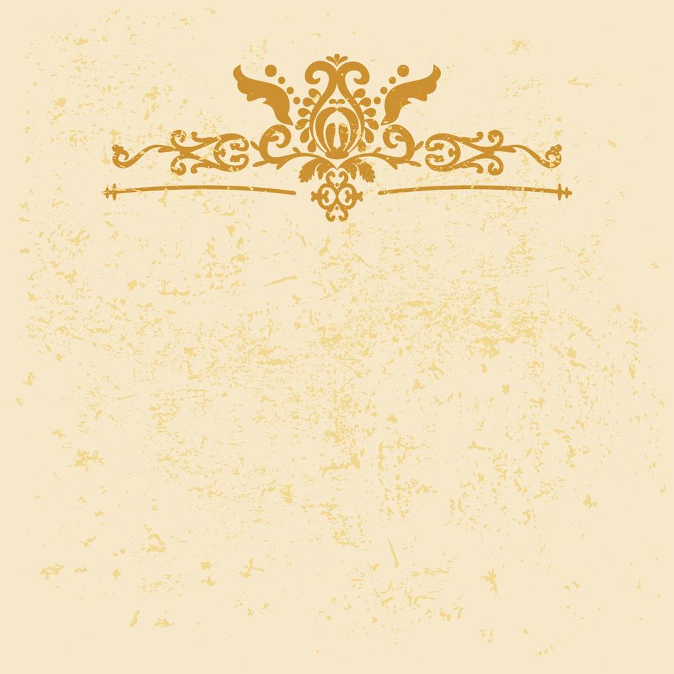 goldener horizontaler ornamentrahmen. Vintage eleganter Vektorhintergrund mit Grunge und Muster. Gold, gelbe Farbe. für Einladungen, Karten, Bücher. vektor
