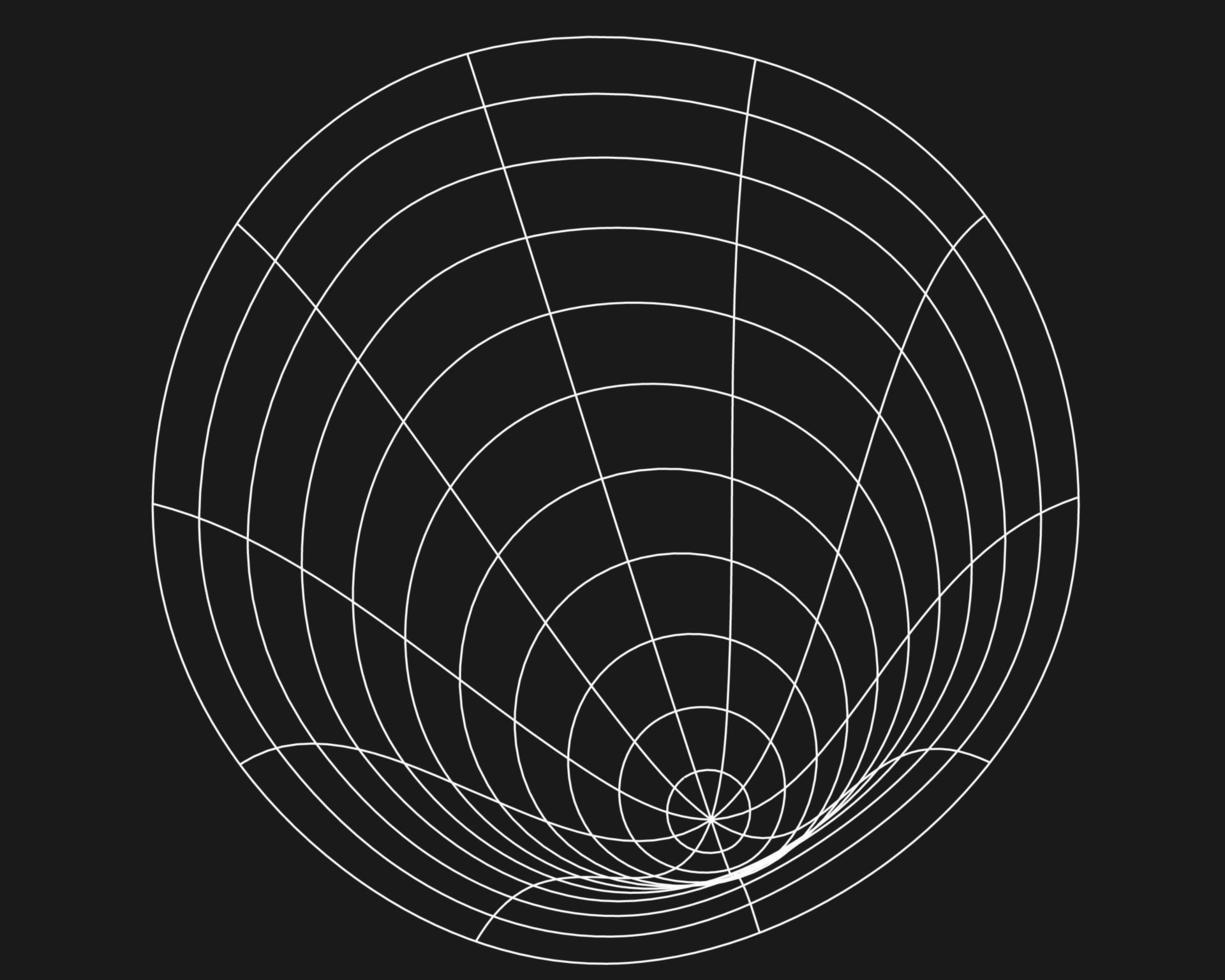 cyber förvrängt rutnät, retro punk designelement. wireframe våggeometri rutnät på svart bakgrund. vektor illustration