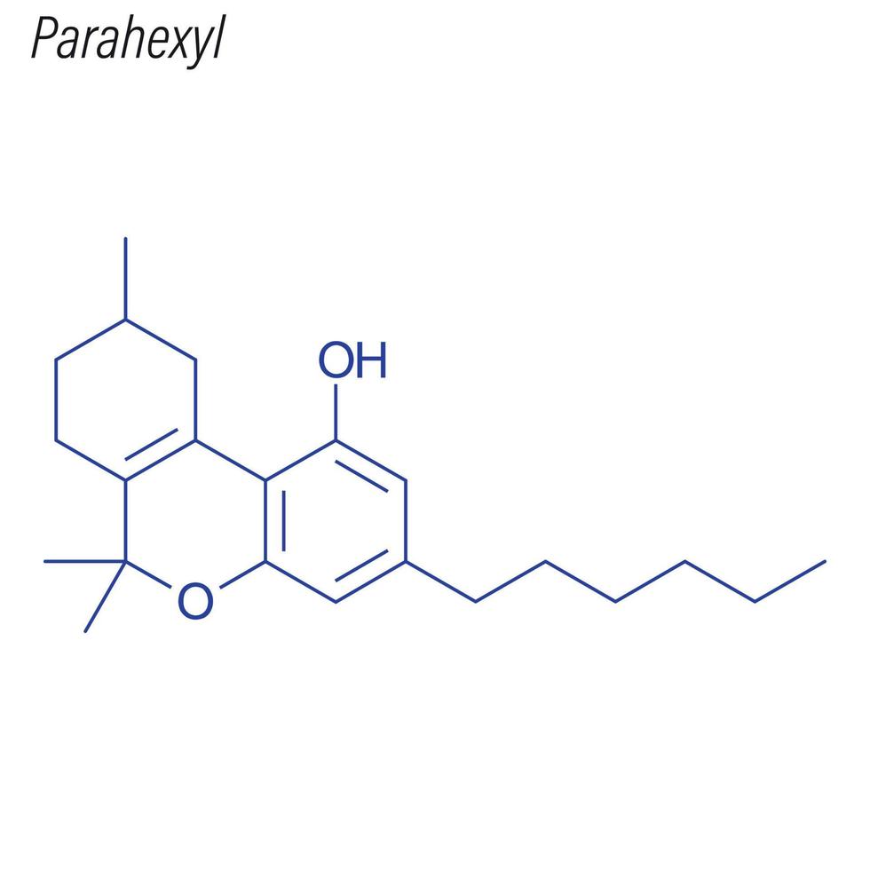vektor skelettformel av parahexyl. läkemedels kemisk molekyl.