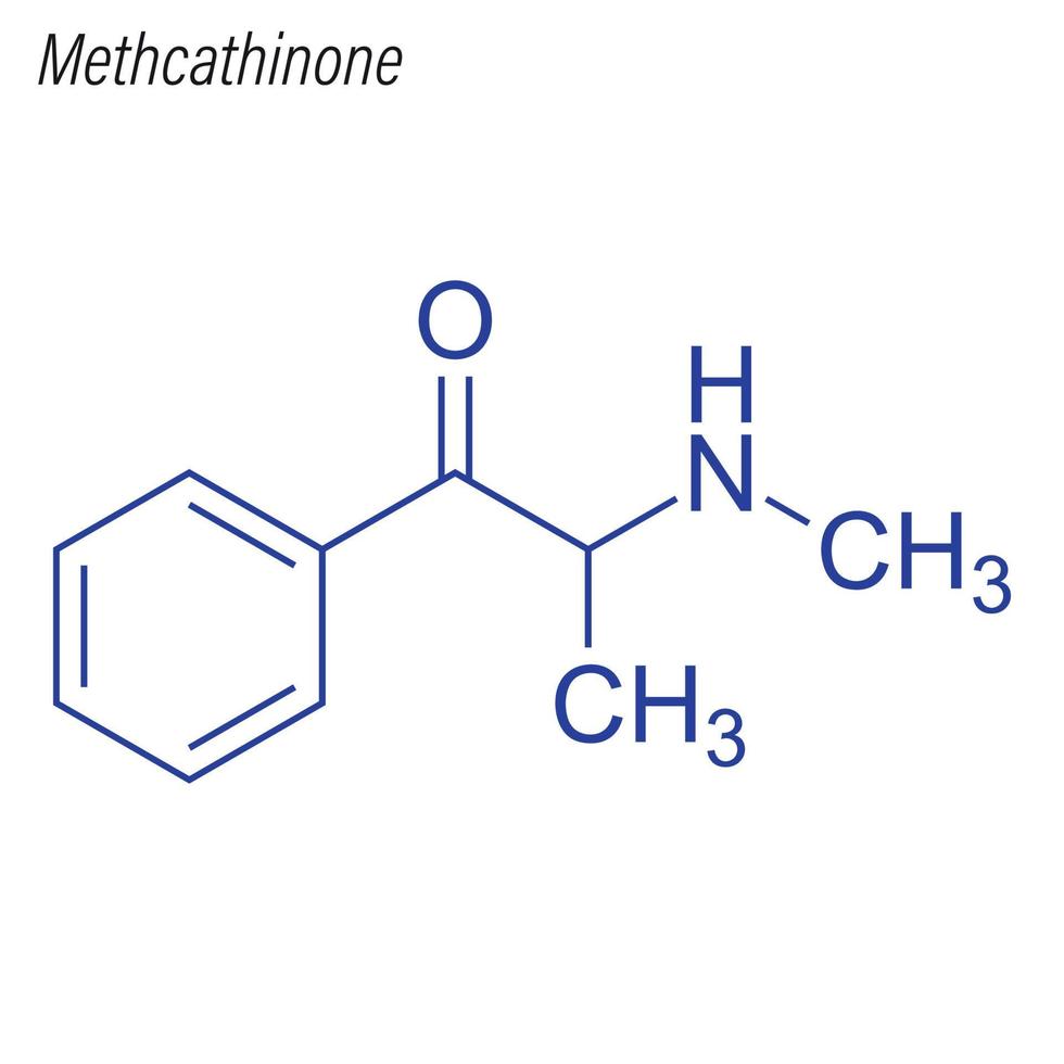 Vektorskelettformel von Methcathinon. Droge chemisches Molekül vektor