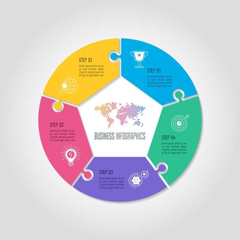 affärsidé för infographic design med 5 alternativ, delar eller processer. vektor