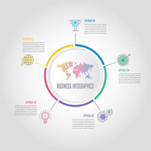 Infografik-Design-Business-Konzept mit 5 Optionen, Teile oder Prozesse. vektor