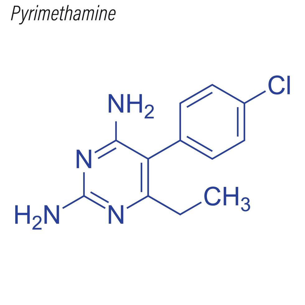 vektor skelettformel av pyrimetamin. läkemedels kemisk molekyl