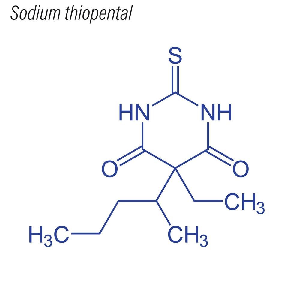 Vektorskelettformel von Natriumthiopental, Drogenchemikalienmol vektor