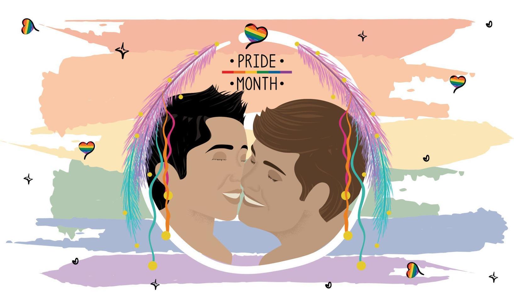 glückliches homosexuelles paar, das sich aquarell-lgbt-vektor küsst vektor