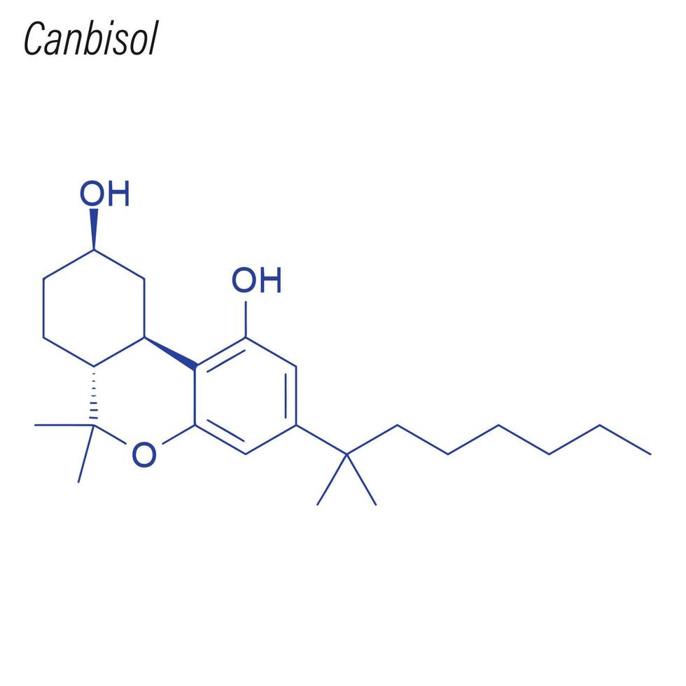 Vektorskelettformel von Canbisol. Droge chemisches Molekül. vektor