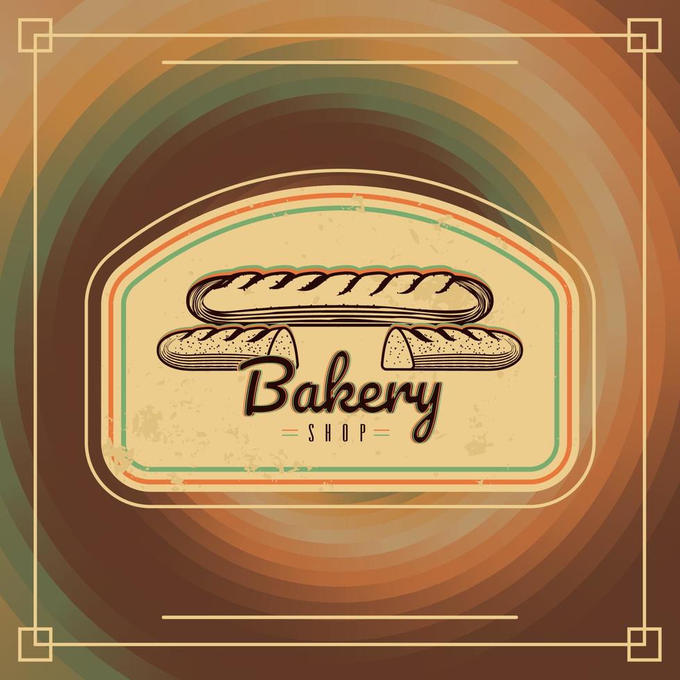 färgad vintage bageri illustration bröd handritad skiss vektor
