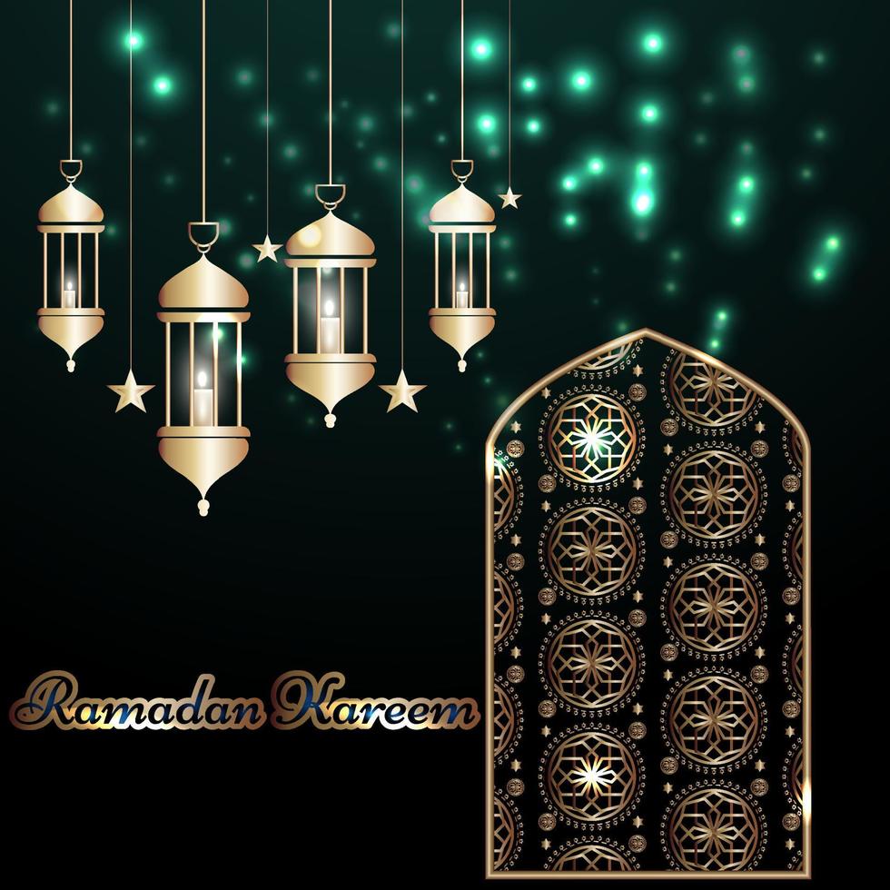 islamischer ramadan kareem bannerhintergrund mit halbmondmuster mondsternmoscheenlaterne. vektor