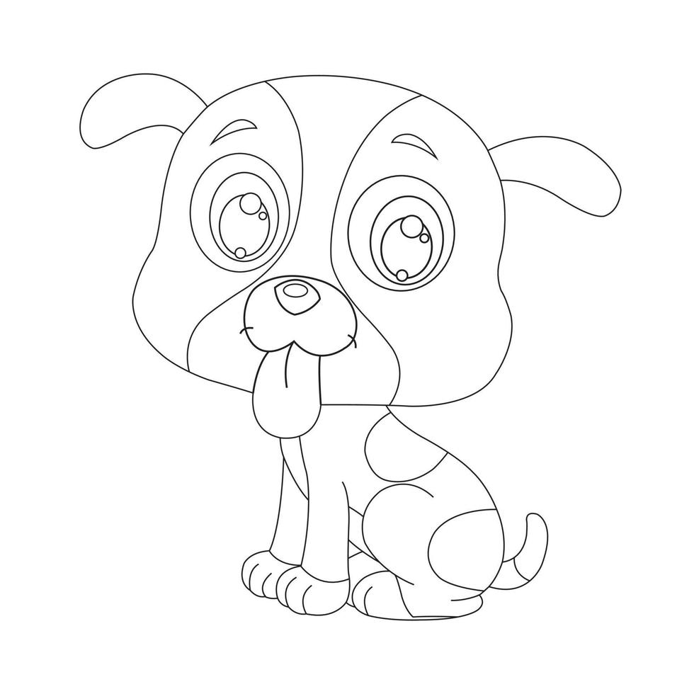söt hundvalp kontur målarbok för barn djur målarbok tecknad vektorillustration vektor