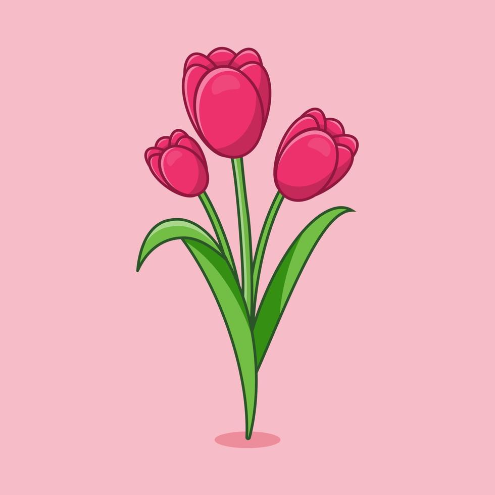 bukett tulpaner, blommor ikon illustration vektor
