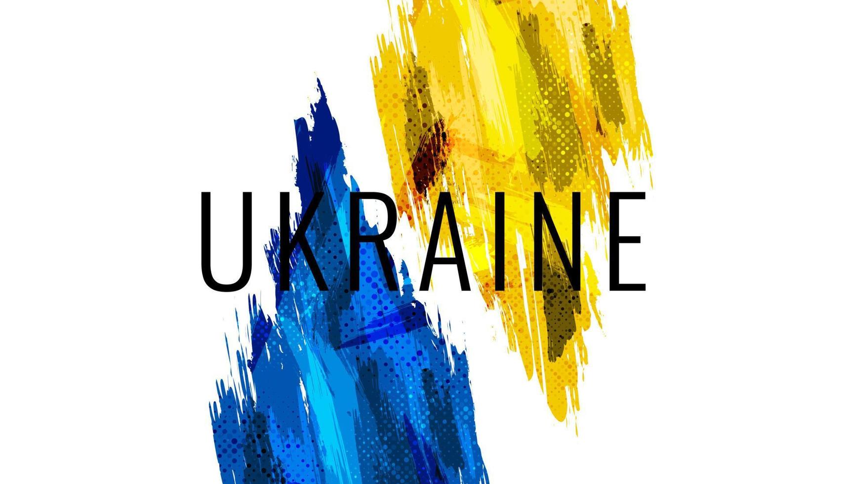 ukraine-flagge mit pinselkonzept. Flagge der Ukraine im Grunge-Stil. bete für die Ukraine. handbemalte pinselflagge des ukrainischen landes vektor