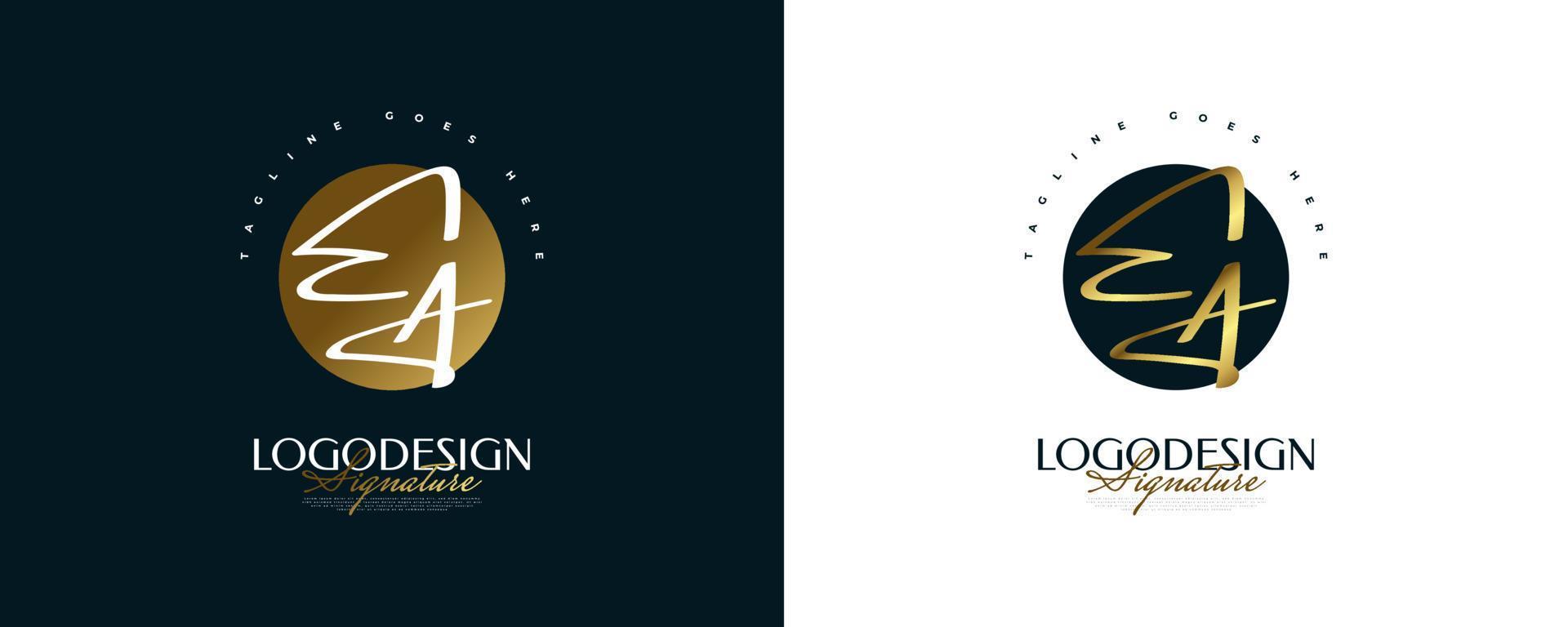 Initiale e und ein Logo-Design im eleganten goldenen Handschriftstil. ein charakteristisches Logo oder Symbol für Hochzeit, Mode, Schmuck, Boutique und Geschäftsidentität vektor