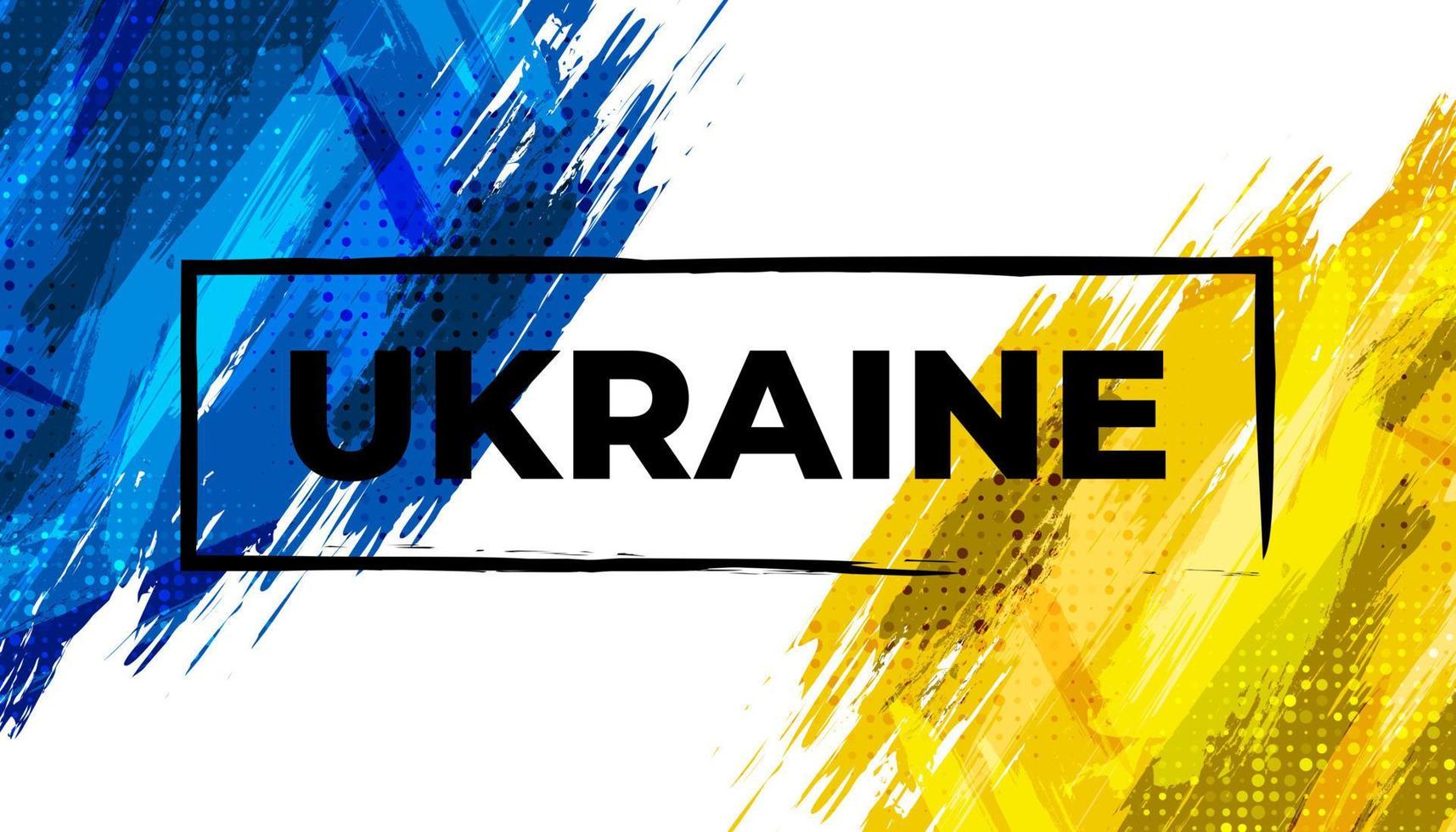 ukraine-flagge mit pinselkonzept. Flagge der Ukraine im Grunge-Stil. bete für die Ukraine. handbemalte pinselflagge des ukrainischen landes vektor