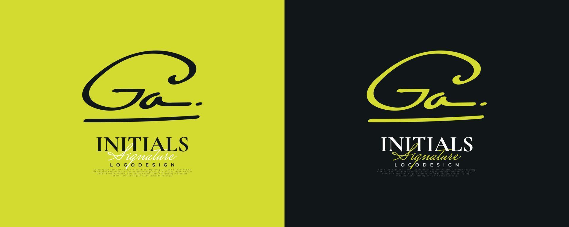 initial g och en logotypdesign i elegant och minimalistisk handstil. ga signaturlogotyp eller symbol för bröllop, mode, smycken, boutique och affärsidentitet vektor