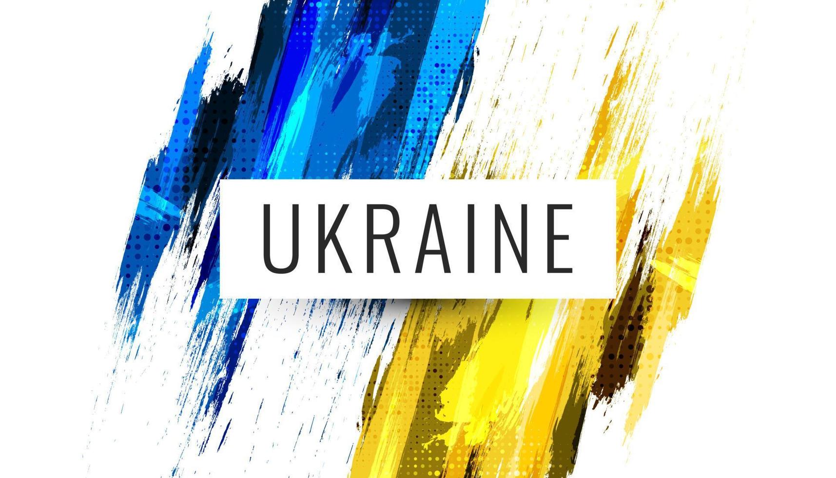 ukraine-flagge mit pinselkonzept. Flagge der Ukraine im Grunge-Stil. bete für die Ukraine. handbemalte pinselflagge des ukrainischen landes vektor