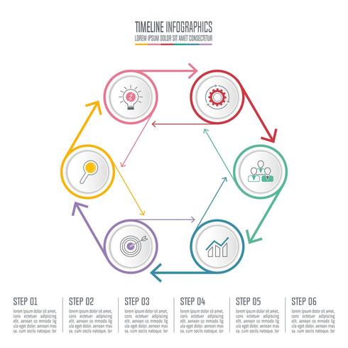 Infographik Design Geschäftskonzept mit 6 Optionen. vektor