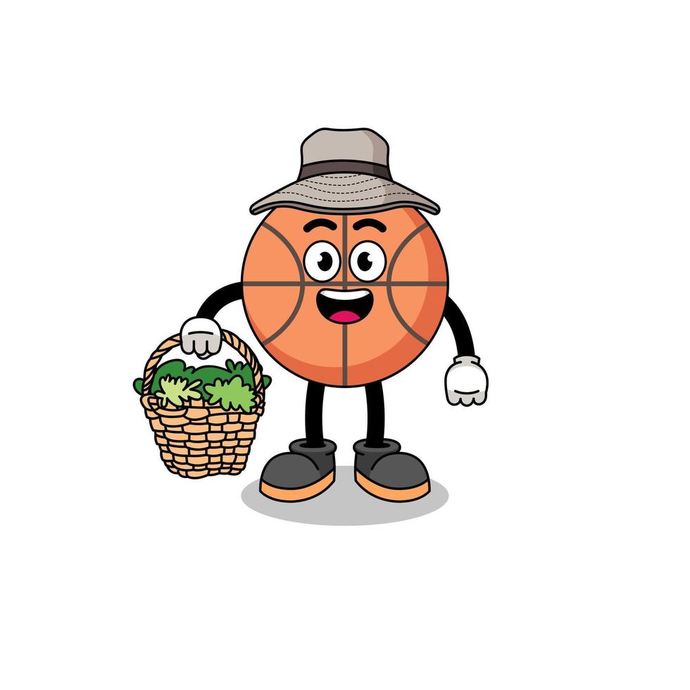 charakterillustration des basketballs als kräuterkundler vektor