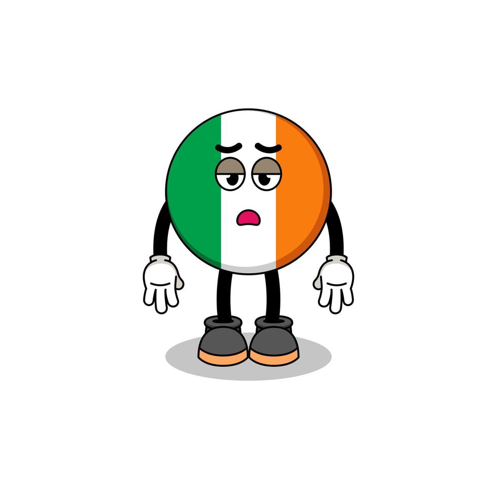 irland-flaggenkarikatur mit müdigkeitsgeste vektor