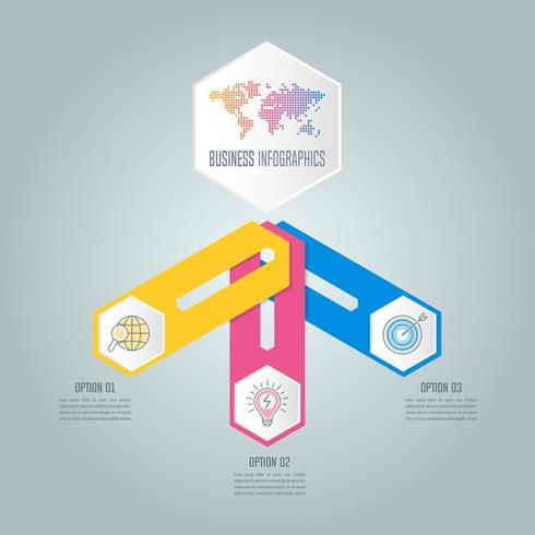 Infografik-Design-Business-Konzept mit 3 Optionen, Teile oder Prozesse. vektor