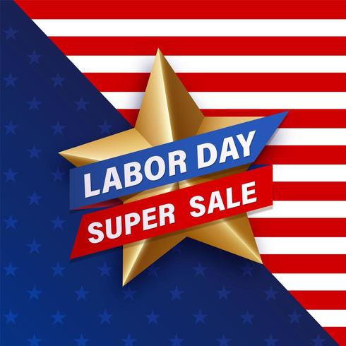 Labor Day Gold Star Sale-mall vektor