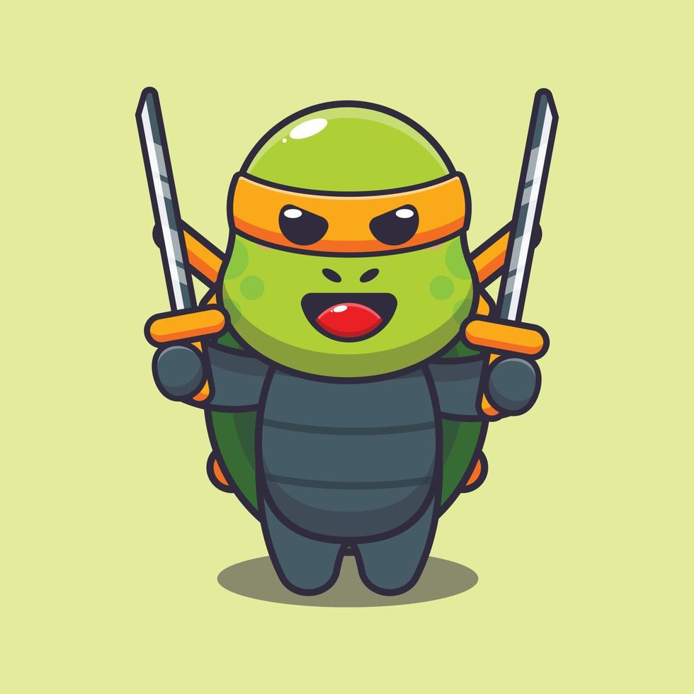 niedliche schildkröte ninja cartoon vektorillustration vektor