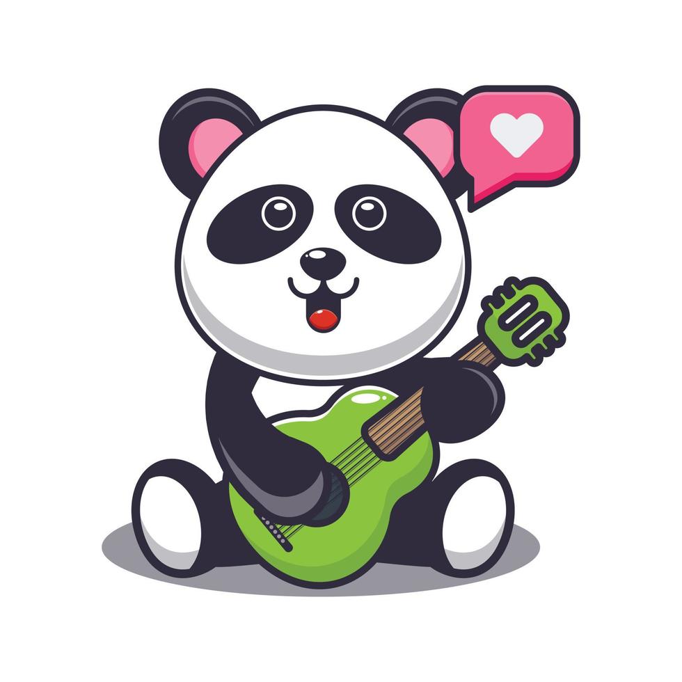 niedlicher panda, der gitarrenkarikatur-vektorillustration spielt vektor