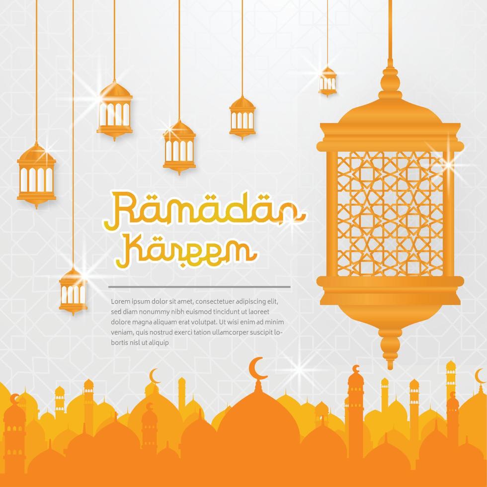 ramadan kareem islamisk bakgrund med moskékupol och arabisk mönsterkonceptstil, eid mubarak, hari raya, eid fitr, eid adha, hajj, umrah vektor