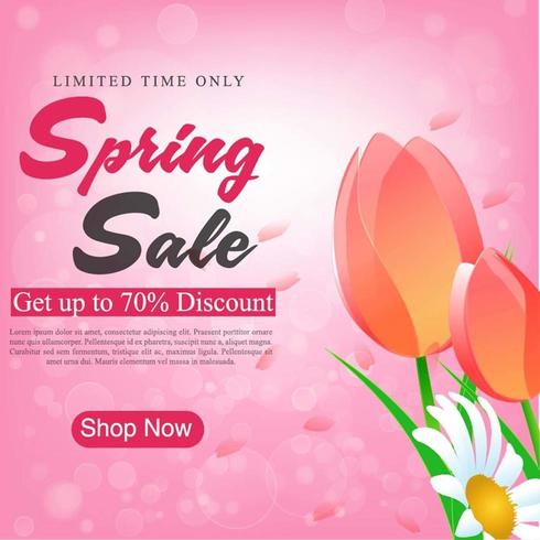 Print Spring Sale Banner Design med tulpaner vektor