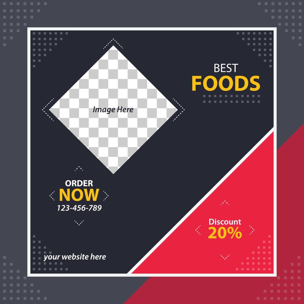 kreativ design banner mall för sociala medier marknadsföring. mat och restaurang marknadsföring banner vektor