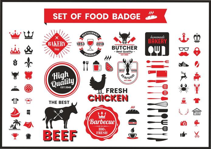 Restaurang Vintage Food Badges vektor