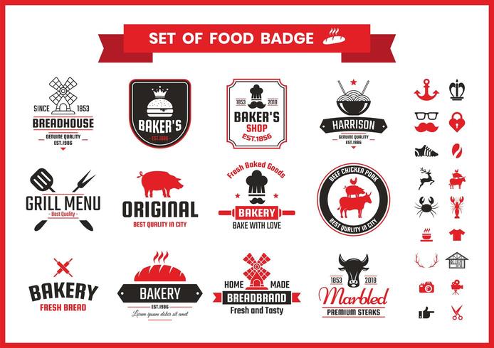 Restaurang Vintage Food Badges vektor