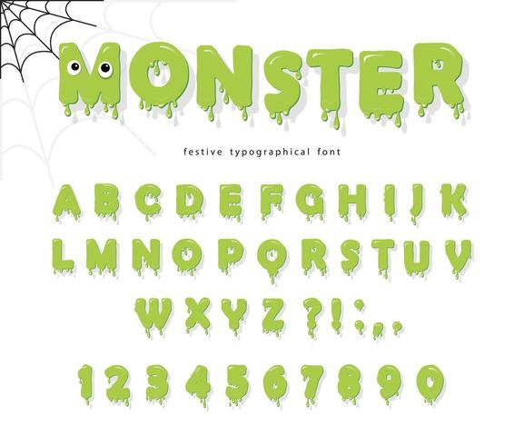 Halloween niedlichen Monster Schriftart für Kinder vektor