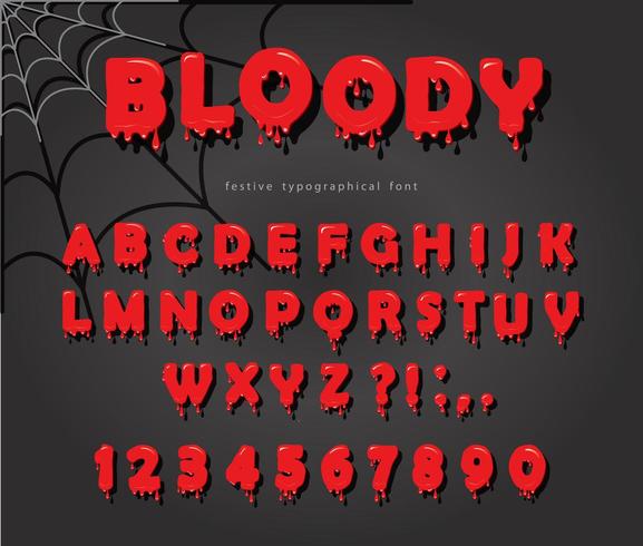 Halloween blod typsnitt vektor