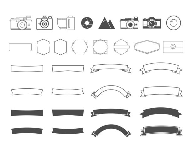 Tappning och retro symboler för fotografier, band, ramar och element vektor
