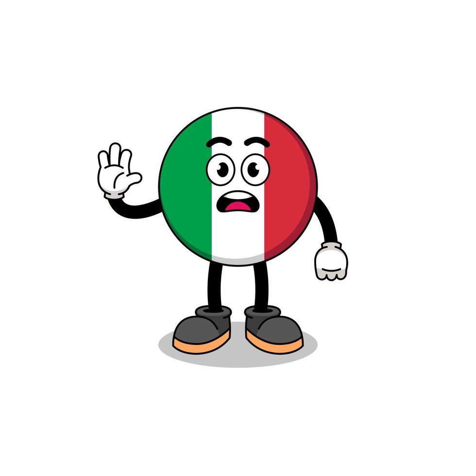 Italien flagga tecknad illustration gör stop hand vektor