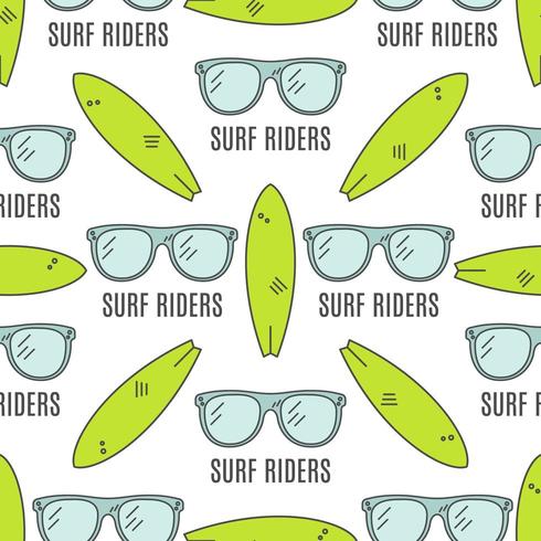 Sommar sömlös design med surfglasögon, surfbrädor vektor