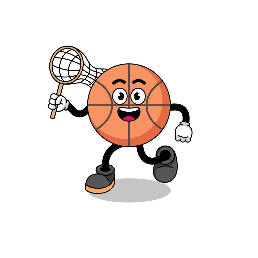 Karikatur des Basketballs, der einen Schmetterling fängt vektor