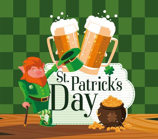 St Patrick dag med leprechaun vektor