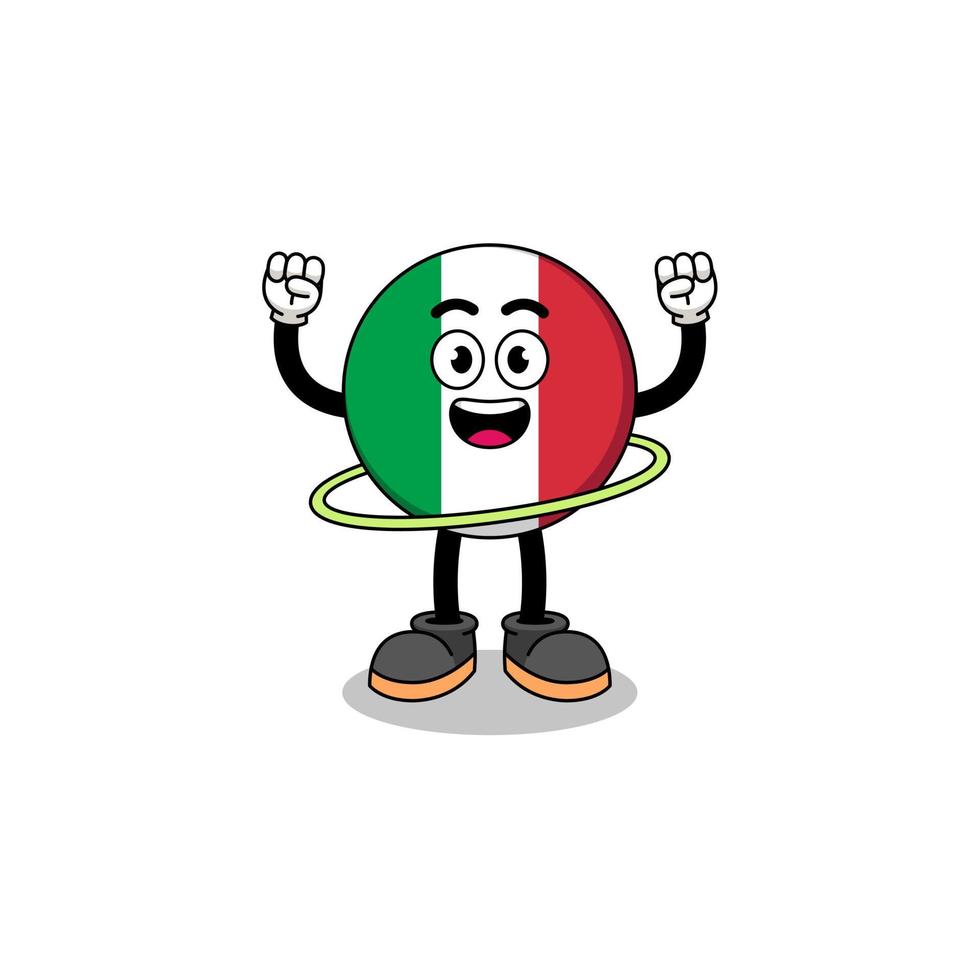 charakterillustration der italienischen flagge, die hula hoop spielt vektor
