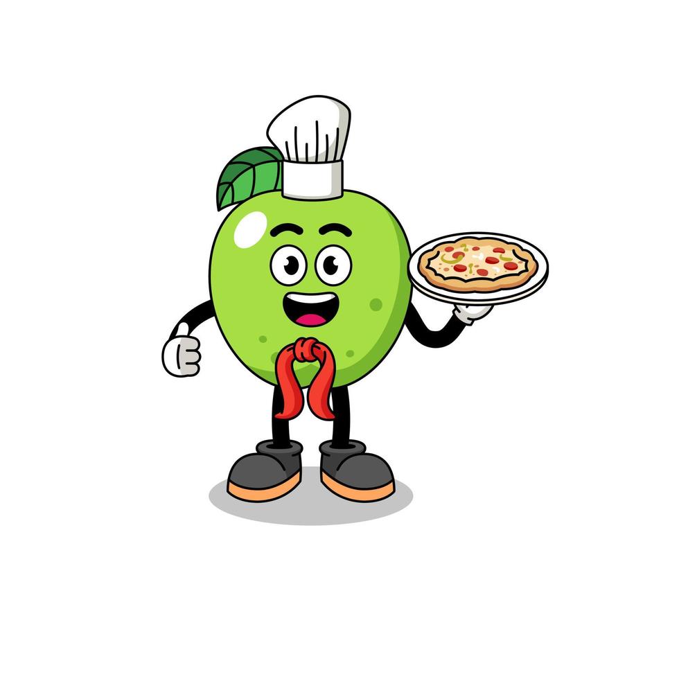 Illustration des grünen Apfels als italienischer Koch vektor