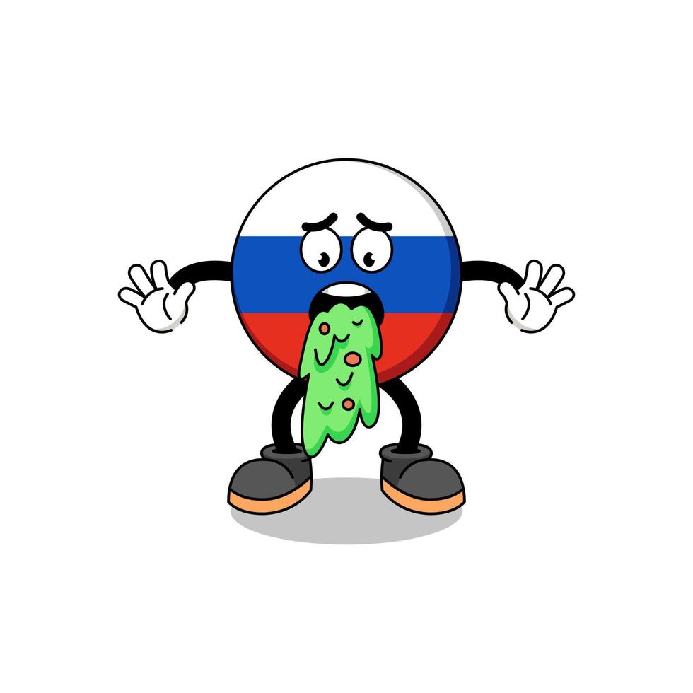 russland flaggenmaskottchen cartoon erbrechen vektor