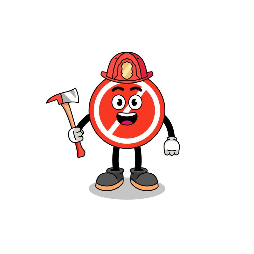 tecknad maskot av stoppskylt brandman vektor