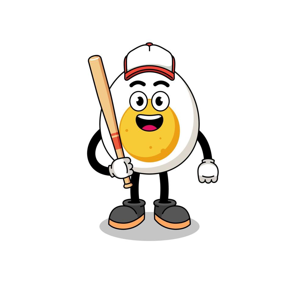 gekochtes Ei Maskottchen Cartoon als Baseballspieler vektor
