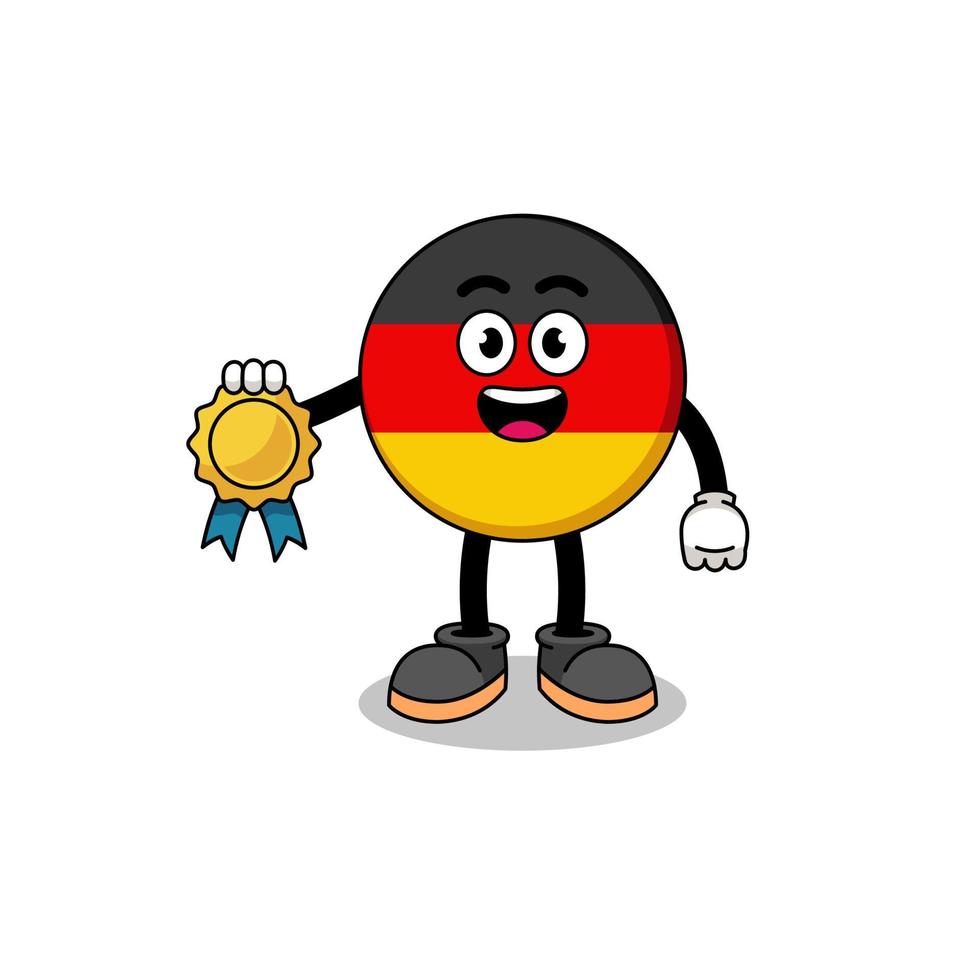 deutschland-flaggen-karikaturillustration mit medaille der zufriedenheitsgarantie vektor