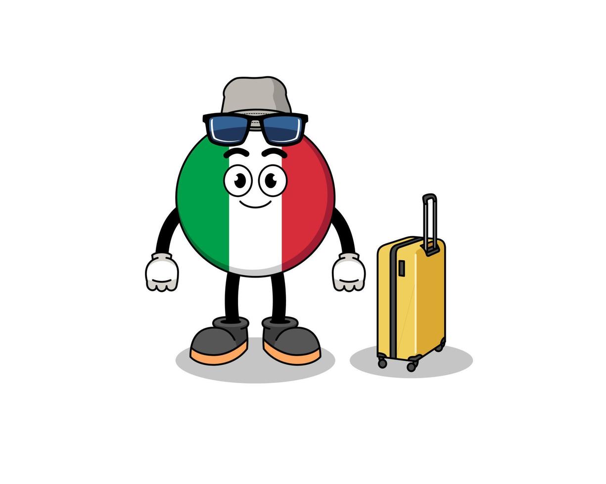 italien-flaggenmaskottchen, das urlaub macht vektor