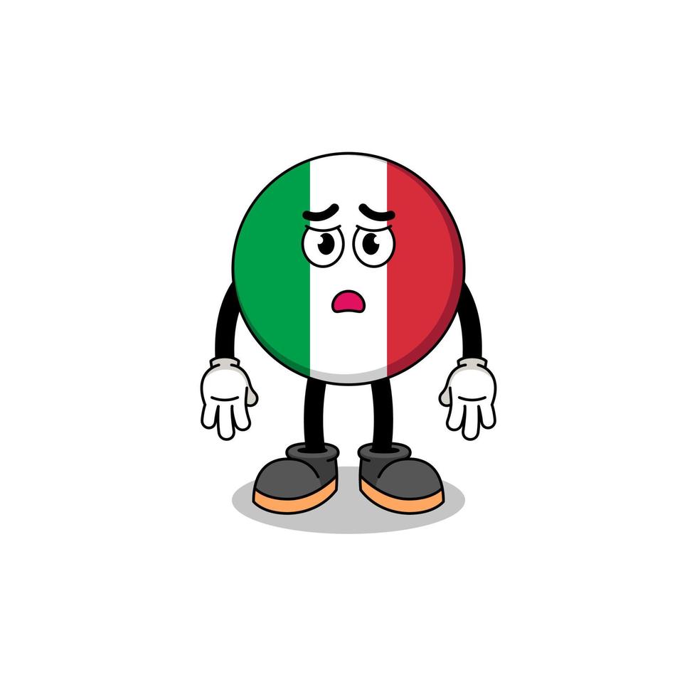 Italien flagga tecknad illustration med sorgligt ansikte vektor